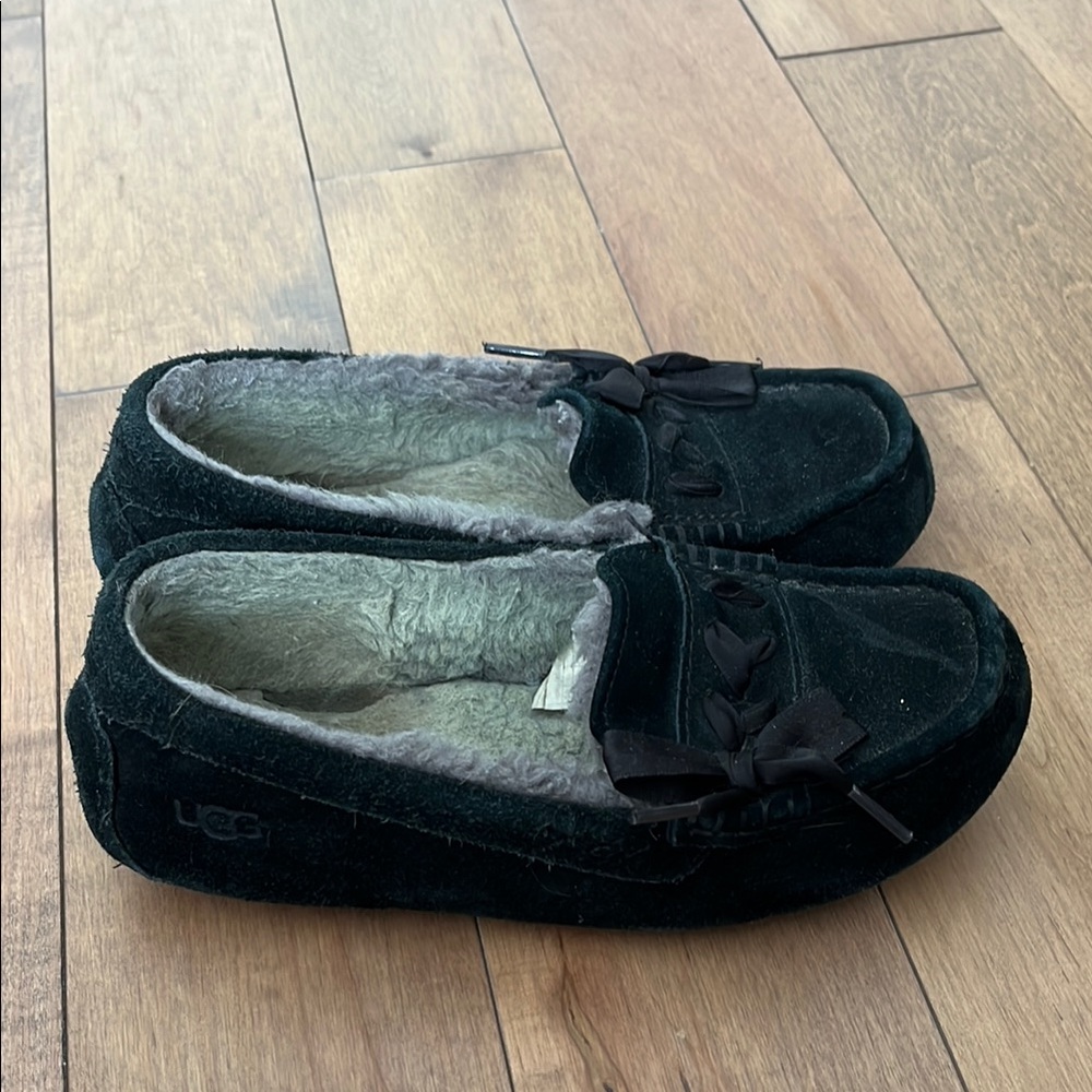 UGG Black Suede Moccasin Slippers